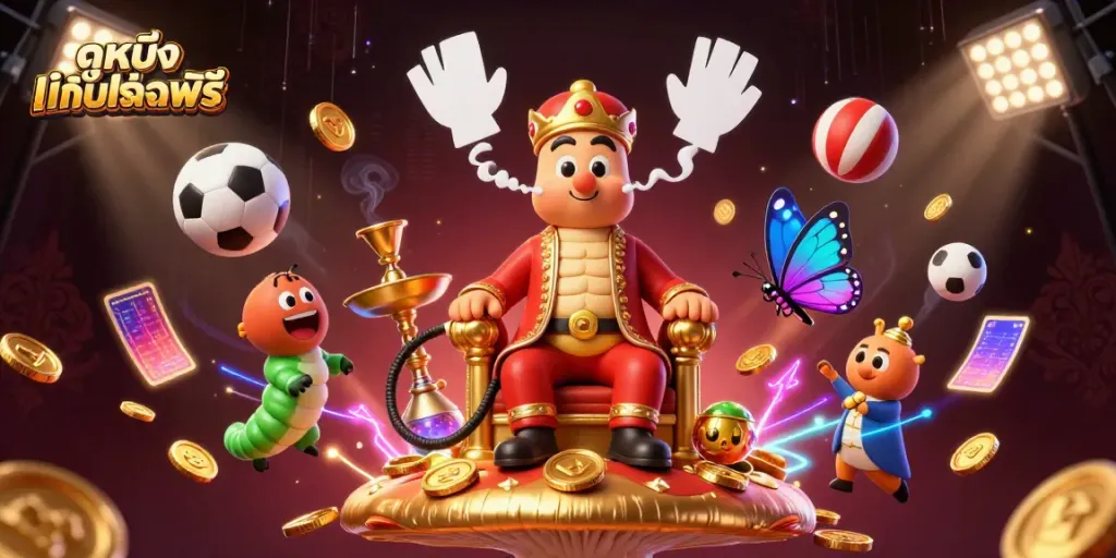 Engage in ดูหนังออนไลน์ฟรี with a vibrant casino-themed scene featuring animated characters and dynamic elements.