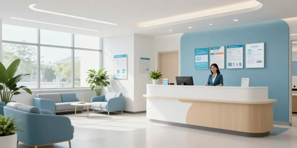 Glutathione peptide services in a modern healthcare clinic with welcoming staff and patient care.