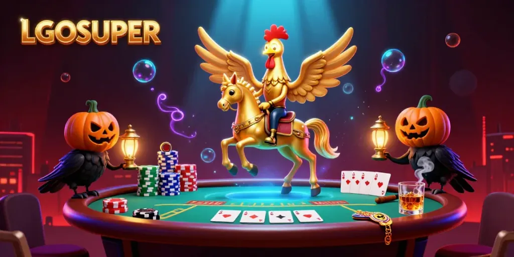 Engage in thrilling gaming experiences at LGOSUPER with vibrant casino elements and exciting characters.