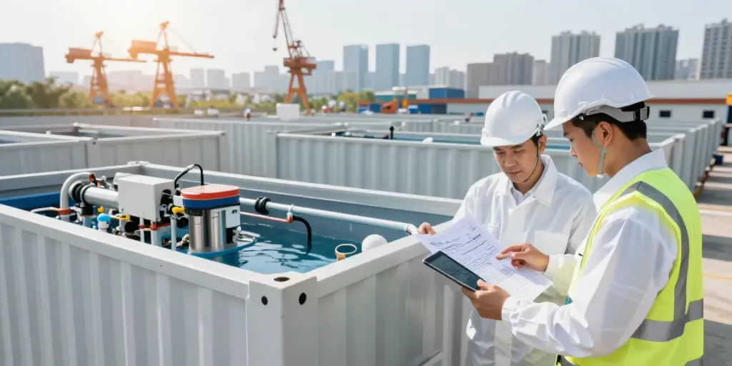 Water Treatment System Supplier showcasing advanced containerized solutions in urban setting