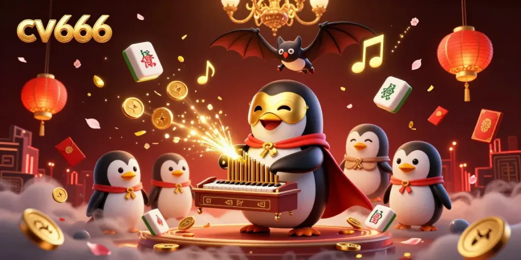 Experience thrilling casino action with cv666 as the phantom penguin plays a pipe organ of coins.