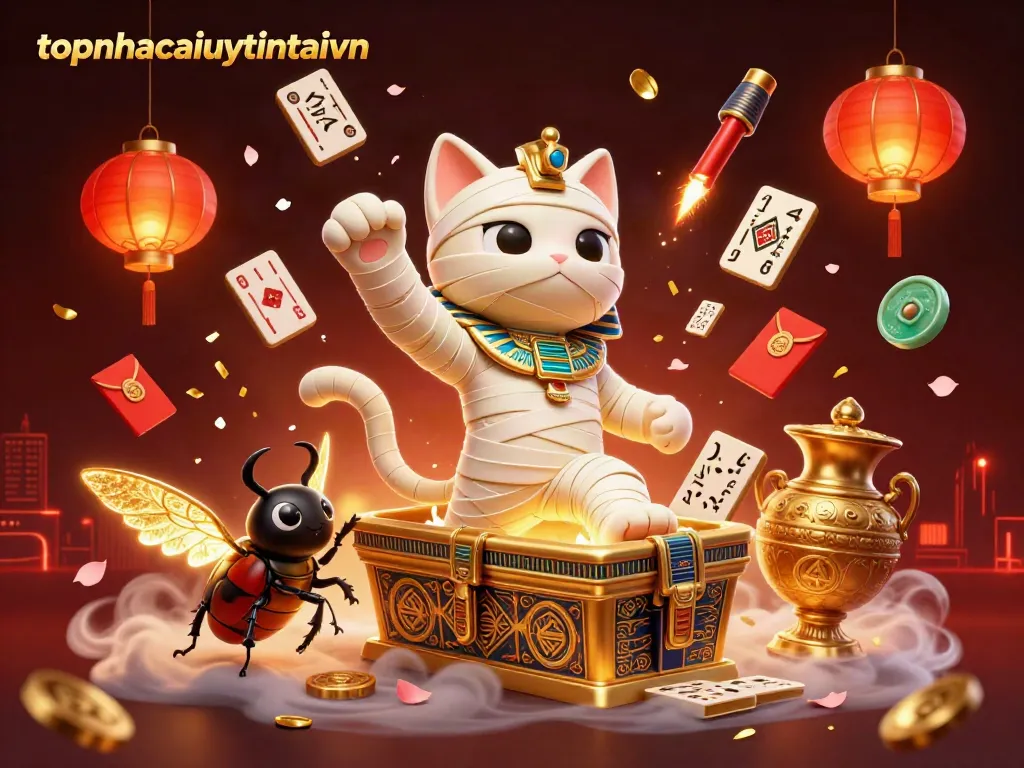 Engage with topnhacaiuytintaivn by interacting with Egyptian-themed casino characters and festive gaming elements.
