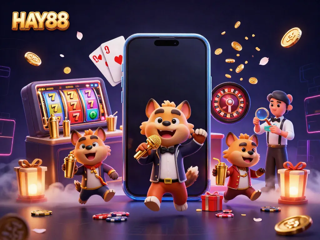 Experience HAY88's lively casino atmosphere with hyenas entertaining as bartenders and bouncers.