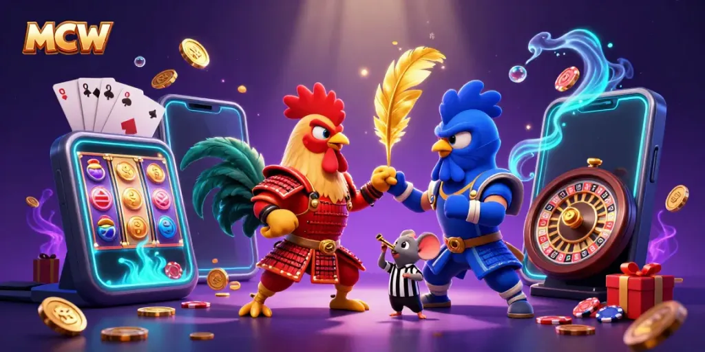 Experience intense cockfighting action with MCW in a vibrant, detailed 3D battle scene.