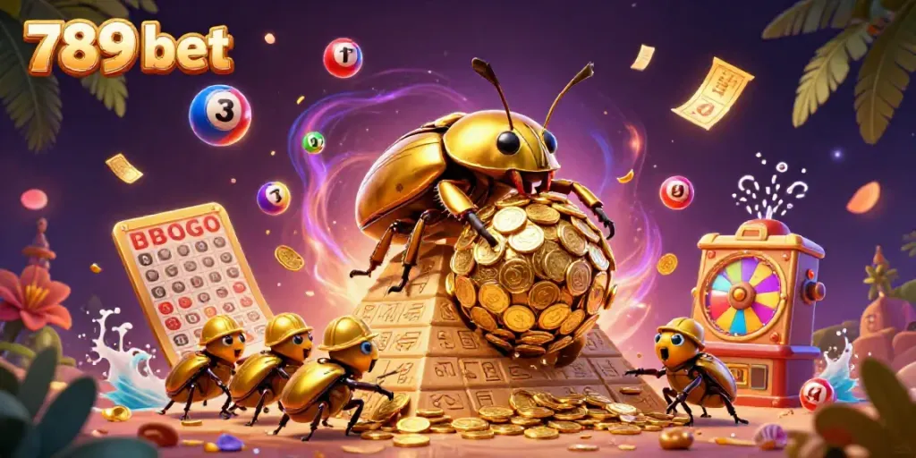 Engage with vibrant casino gaming elements featuring 789 bet in a dynamic 3D scene full of excitement.