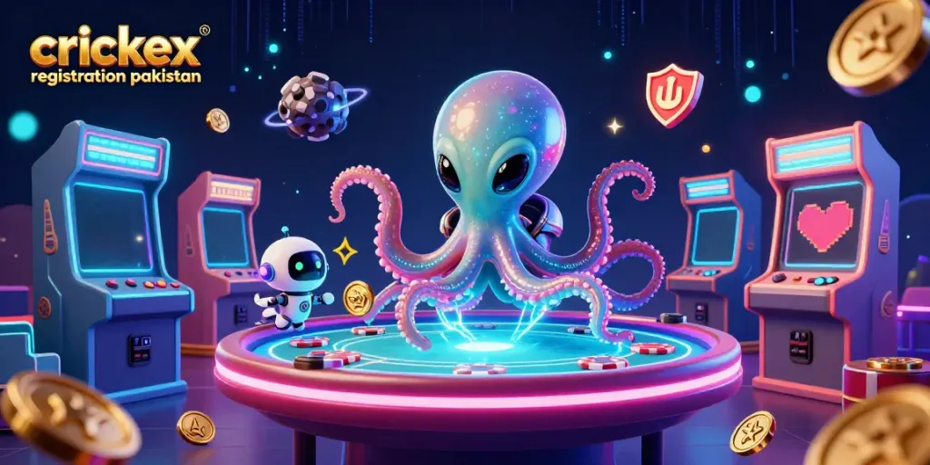 Experience the excitement of crickex registration pakistan with a vibrant 3D gaming scene featuring alien characters.