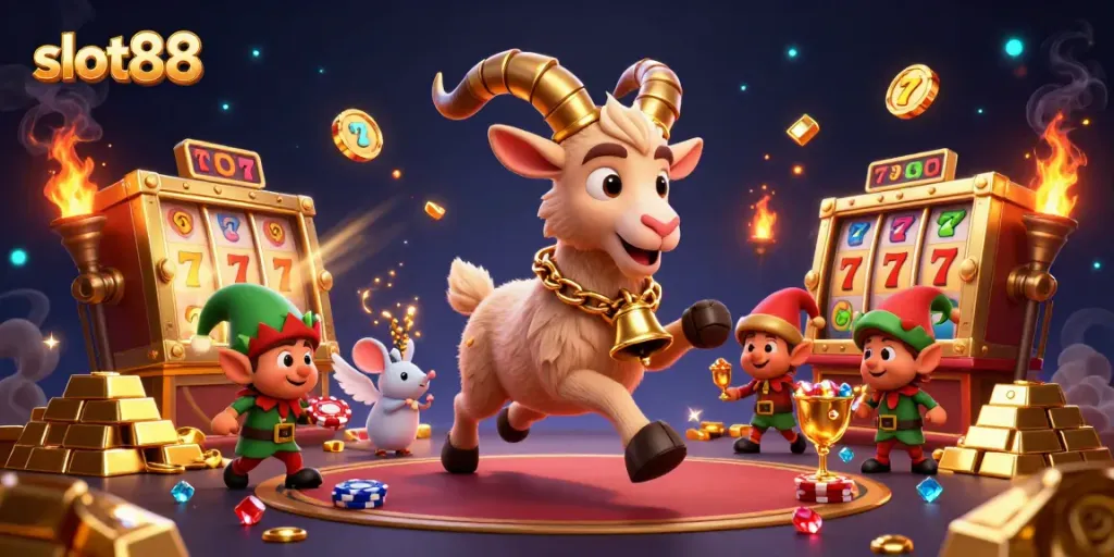 Experience thrilling gameplay with slot88 in a vibrant holiday-horror casino scene.