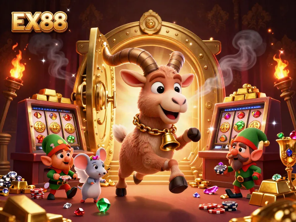 Experience the festive horror of EX88 casino with an enchanted 3D scene showcasing characters in dynamic play.