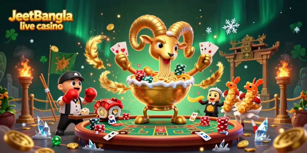 Experience the excitement of JeetBangla live casino with dynamic 3D characters and engaging game elements.
