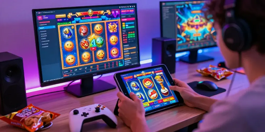Engaging psgslot gaming scene with vibrant graphics and player excitement.