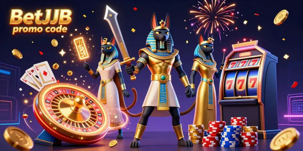 Experience the excitement of BetJDB promo code in an ultra-detailed casino-themed illustration.