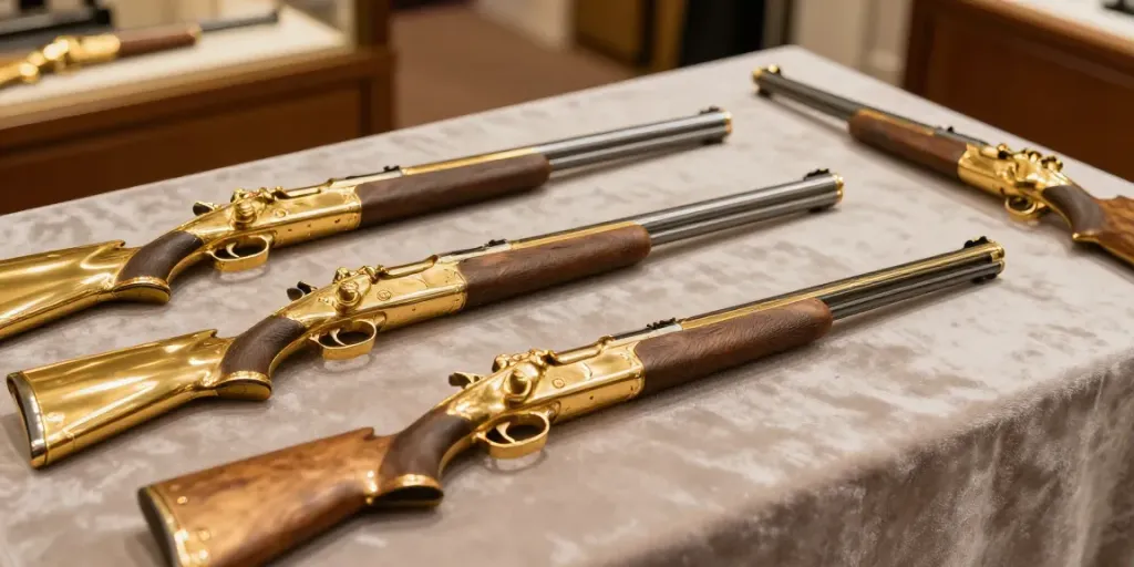 Shop premium gold plated guns, showcasing e-commerce options and exclusive deals.