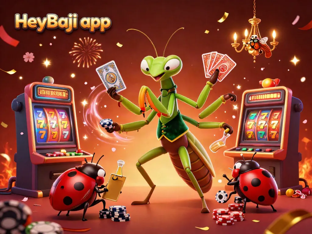 Engage with the HeyBaji app featuring a dynamic casino scene filled with excitement and colorful elements.